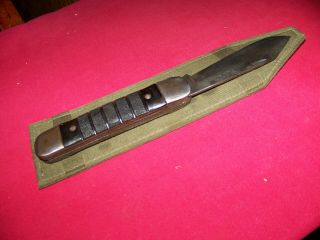 WWII 1945 Navy Pilots Folding Style Colonial Knife W/ Saw Blade & Sheath 2