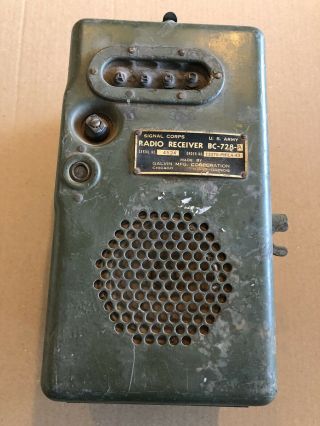 Signal Corps U.  S.  Army Radio Receiver Bc - 728 Ww2 Not