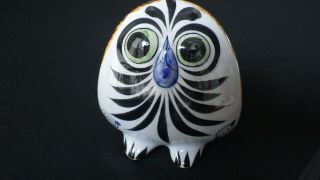 Vintage Owl Tonala Signed Cat Mexican Folk Art Hand Painted Ceramic Pottery