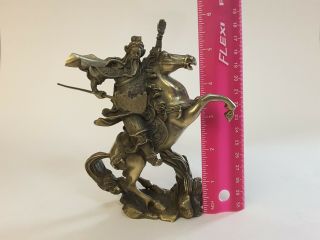 Chinese Feng Shui Guan Gong,  Guan Yu On Horse Brass Figure - Protection & Wealth