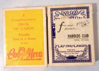 2 Decks Vintage Casino Playing Cards 1950 