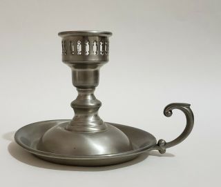 Vintage Empire Pewter Candle Holder With Finger Loop Candlestick.