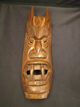 Mask African Carved Tribal Art Wooden Devil Face Decor Exotic Wood