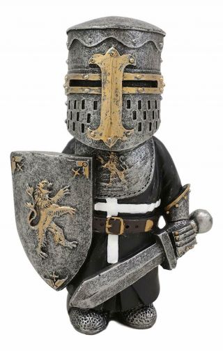 Ebros Medieval Knight Templar With Lion Heraldry Shield Crusader Figurine 4.  5 " H