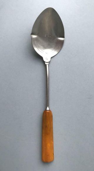 Vtg Measuring Serving Cooking Spoon Butterscotch Bakelite Handle By Monel Metal