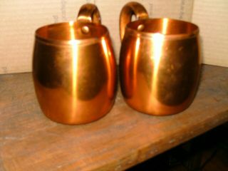 Vintage West Bend Aluminum Co.  Solid Copper Moscow Mule Mugs Set Of 2 Usa Made