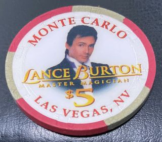 1996 - Lance Burton - Monte Carlo Hotel & Casino - $5 Chip Las Vegas Nevada
