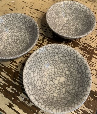 Set Of 3 Vintage Rice Bowls 4.  5 " Ceramic