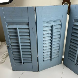 Set Vintage Wood Inside Shutters Shabby Painted Blue Country Decor 20 