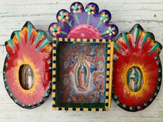 Triple Bendiciones Mexican Nicho 5.  5x3.  5x.  05 Virgen De Guadalupe Virgin Mary W14