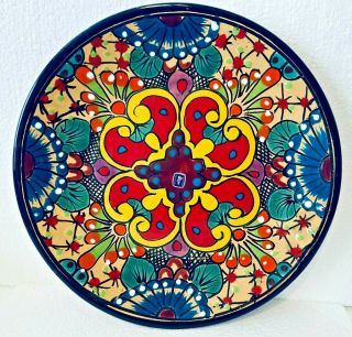 Mexican Talavera Dish Hanging Plate Pottery 10 " Dish Ceramic Folk Art