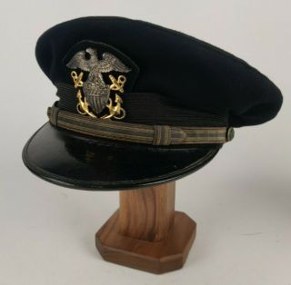 Wwii Ww2 Us Navy Usn Named Pacific Fleet Uss Clay Visor Hat Cap Size 7 1/4