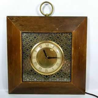 Vintage Mid Century Modern Wood - Metal Wall Clock 1950s United - Model 35