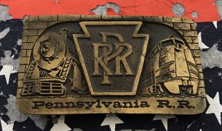 Magnificent Old Vintage Pennsylvania Rr Railroad Locomotive Trains Belt Buckle