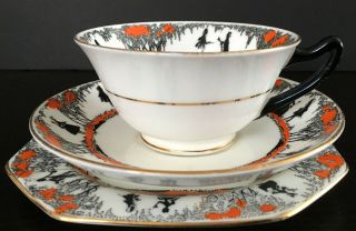 Vintage Star Paragon Silhouette Trio Cup And Saucer And Plate Orange 2