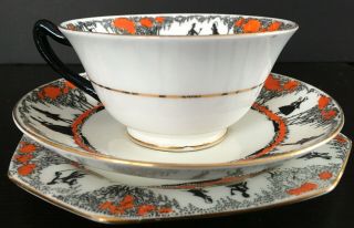 Vintage Star Paragon Silhouette Trio Cup And Saucer And Plate Orange 3