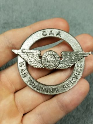 Ww2 Caa Pilot Training Cap Badge Massive Sterling Silver War Training Service