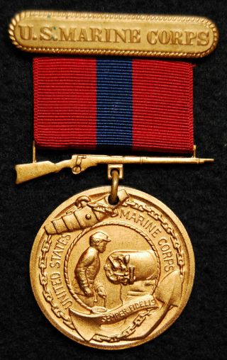 B Numbered Named & 1936 - 1940 Dated Usmc Good Conduct Medal Served Wwii