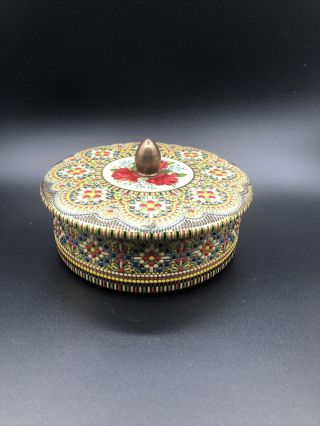 Vintage Floral Ornate Biscuit Tin Container Made In Holland