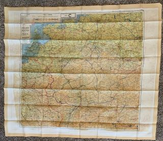 Wwii Raf Silk Escape Map C/e - 1943 - Germany,  France,  Belgium,  Hungary,  Poland