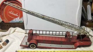 Vintage Tonka Hook And Ladder Fire Truck Trailer,  No Truck Movable Ladder