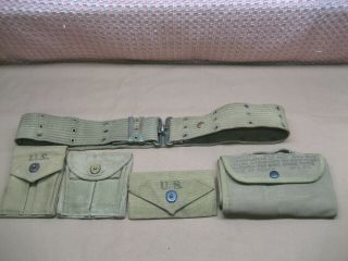 1941 - 44 Hoff Wwii Us Army Military 1911 45 Mag Canvas Ammo Pouch & Belt