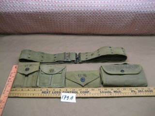 1941 - 44 HOFF WWII US Army Military 1911 45 MAG Canvas Ammo Pouch & Belt 2