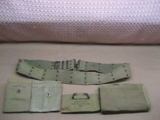 1941 - 44 HOFF WWII US Army Military 1911 45 MAG Canvas Ammo Pouch & Belt 3