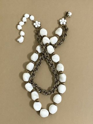 VINTAGE GORGEOUS ART DECO GLASS MIRIAM HASKELL FLOWER BEAD NECKLACE CHAIN 2
