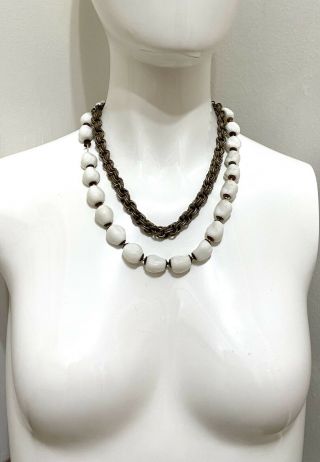 VINTAGE GORGEOUS ART DECO GLASS MIRIAM HASKELL FLOWER BEAD NECKLACE CHAIN 3