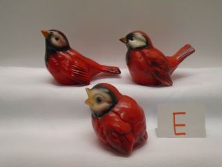 3 Vintage Goebel Porcelain Bird Figurines Red Cardinal Birds West Germany E
