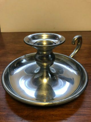 Hanle Distinctive American Pewter Candle Holder / Carrier W/ Handle