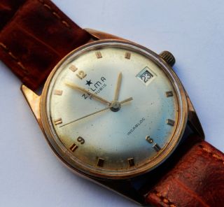 Vintage Gents Swiss Made Gold Plated Zelma 17 Jewels Incabloc Watch C1960s