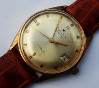 Vintage Gents Swiss Made Gold Plated Zelma 17 Jewels Incabloc Watch c1960s 3