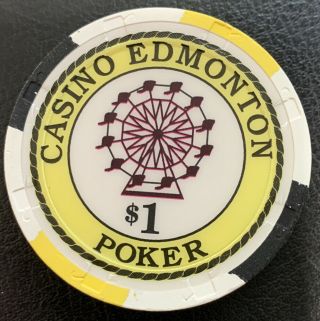 Casino Edmonton $1 Poker Chip - Alberta Canada - Paulson H&c Gaming Token