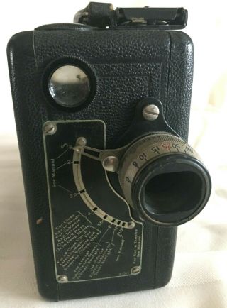 CINE - KODAK 16mm MODEL B MOVIE CAMERA Vintage 1920 ' s with Anastigmat F/1.  9 Lens 2