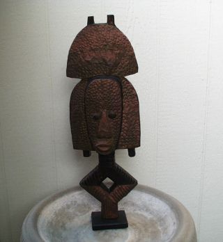 African Kota Mahongwe Gabon Large Reliquary Guardian Wood Copper Statue