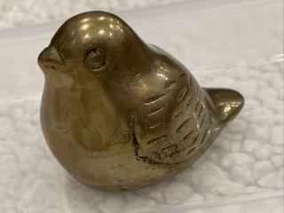 Vintage Small Brass Bird Paperweight Decor Figurine