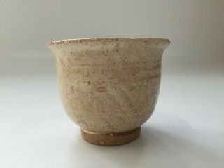 Japanese Pottery Tea Cup Yunomi Vintage Hagi Ware Signed Light Brown Sencha X252 3