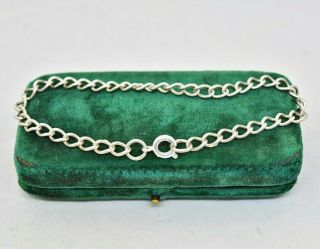 Vintage Sterling Silver Charm Bracelet 8 Inch Curb Chain Art Deco Nouveau O562