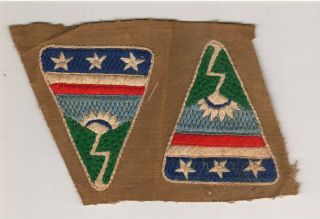 (2) Ca 1940s Wwii Us Army Ledo Road Theatre Made Patches On Khaki Swath