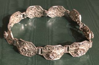 Delicate Filigree Quality Vintage Bracelet Sterling Silver 925 Hallmarked 11.  8g
