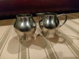 Metawa Holland Pewter Cream And Sugar Containers Vintage