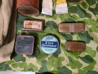 WW2 British Army First Aid Kit Outfit Shell Dressing Bag Tourniquet Elastoplast 3