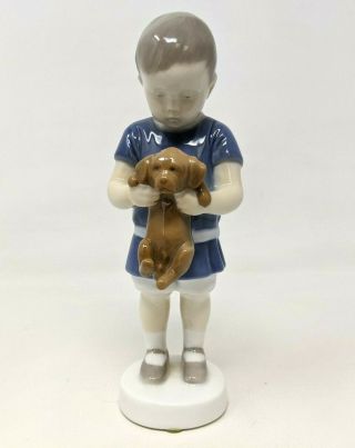 Vtg Bing & Grondahl B&g Ole Boy With Puppy Dog 1747 Porcelain Figurine Cd21