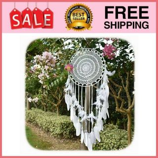 Large Bono Dream Catcher With Feather Hanging Wedding Decoration Ornament White