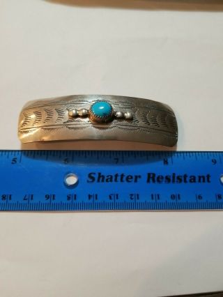 Vintage Native Sterling Silver Turquoise Barrette Hair Clip 18 Grams Pawn