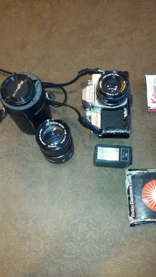 Minolta Vintage SRT200 Camera with 50MM Lens and 135MM Lens 2