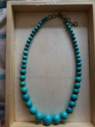 Magnificent Vintage Silver & Turquoise Large Beaded Necklace One Owner