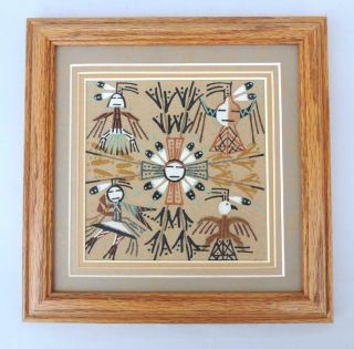 Navajo Indian Sand Painting Native American Southwest Combinations Framed & Sgnd